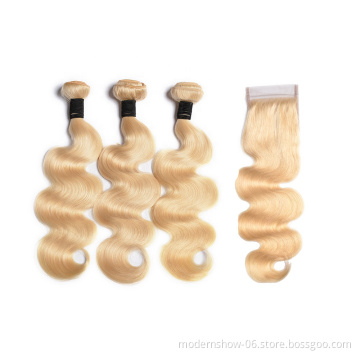 Cuticle Aligned Blond 613 Brazilian Virgin Hair Body Wave Human Hair 2/3 Bundles Machine Hair Weave Remy Stock within 24 Hours